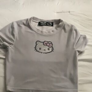 grey hello kitty crop top